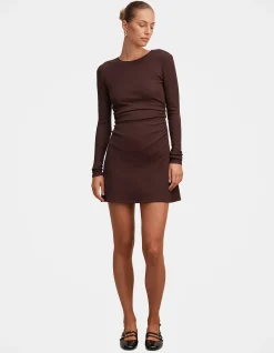 ASH LONG SLEEVES RIBBED MINI DRESS