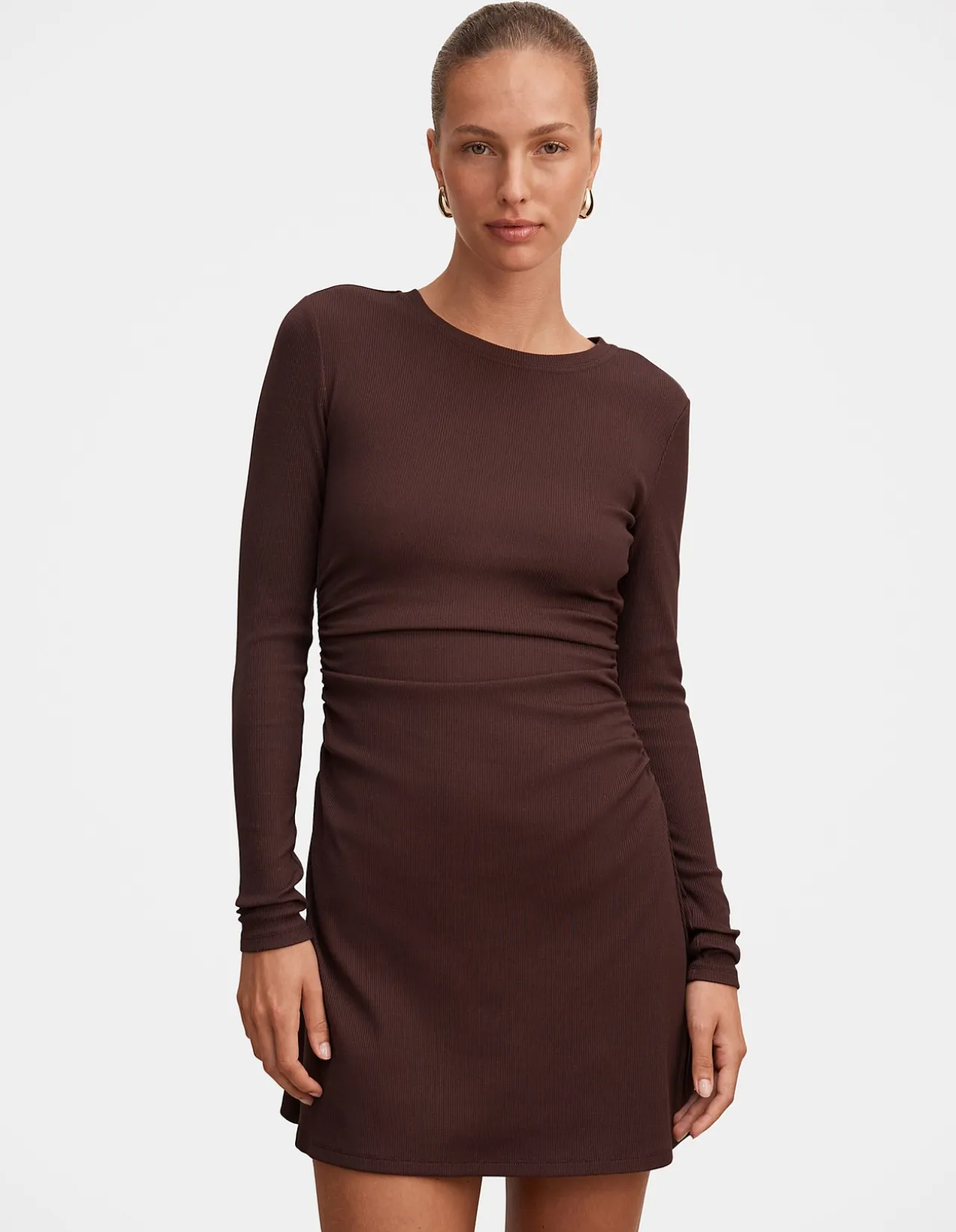 ASH LONG SLEEVES RIBBED MINI DRESS