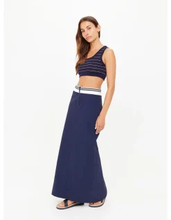 Astra Zora Zip Front Midi Pencil Skirt