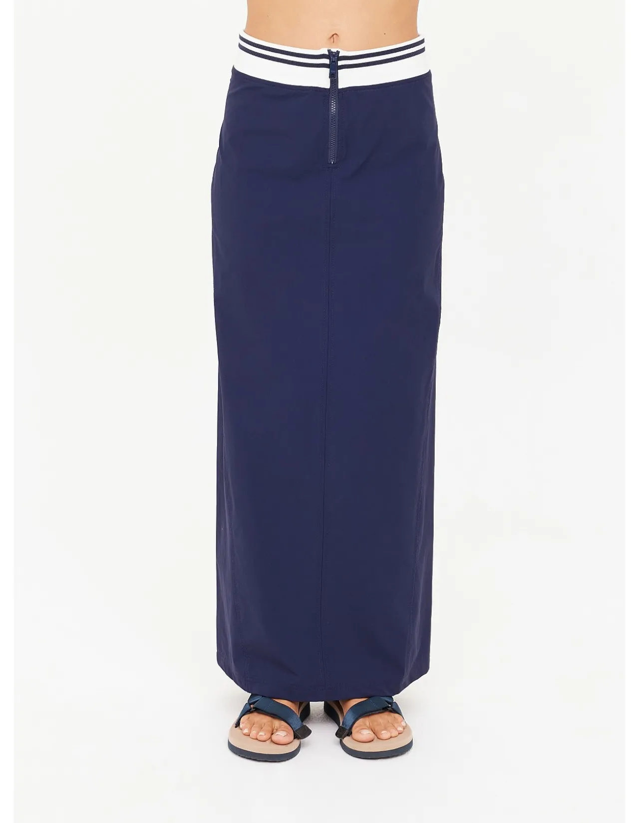 Astra Zora Zip Front Midi Pencil Skirt