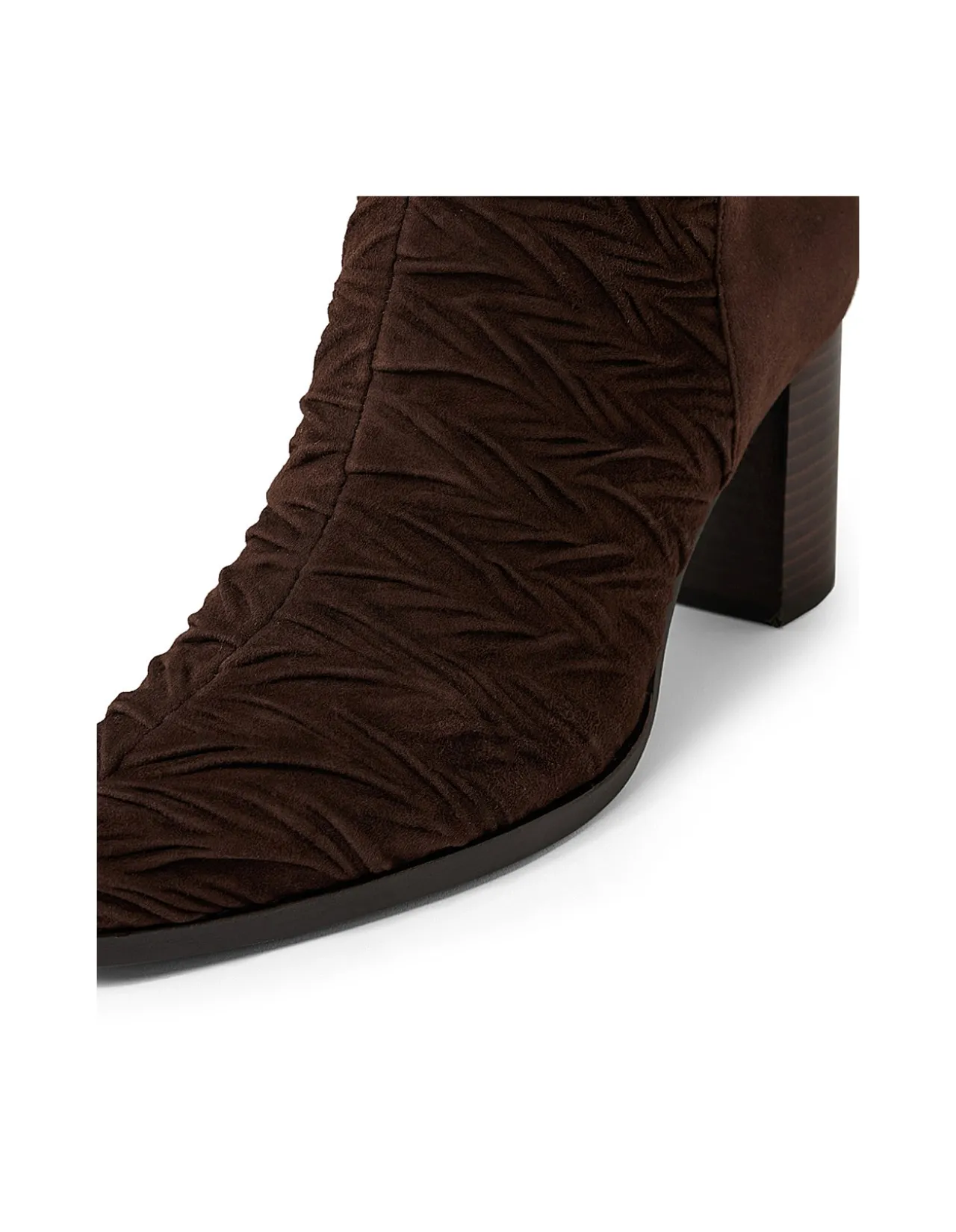 ATCHOO Textured Suede Block Heel Ankle Boots
