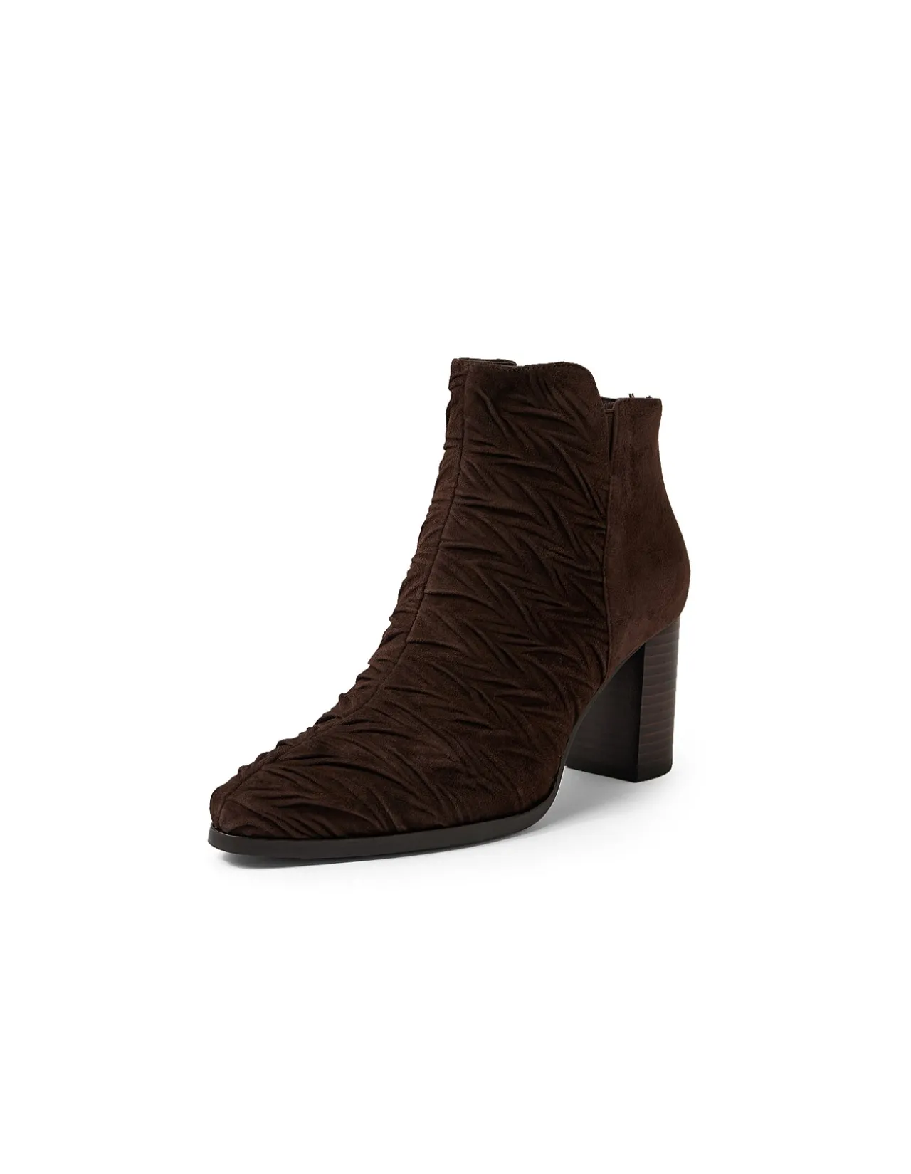 ATCHOO Textured Suede Block Heel Ankle Boots