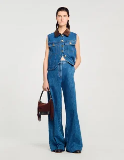 Athenes Mid Rise Wide Leg Denim Jeans