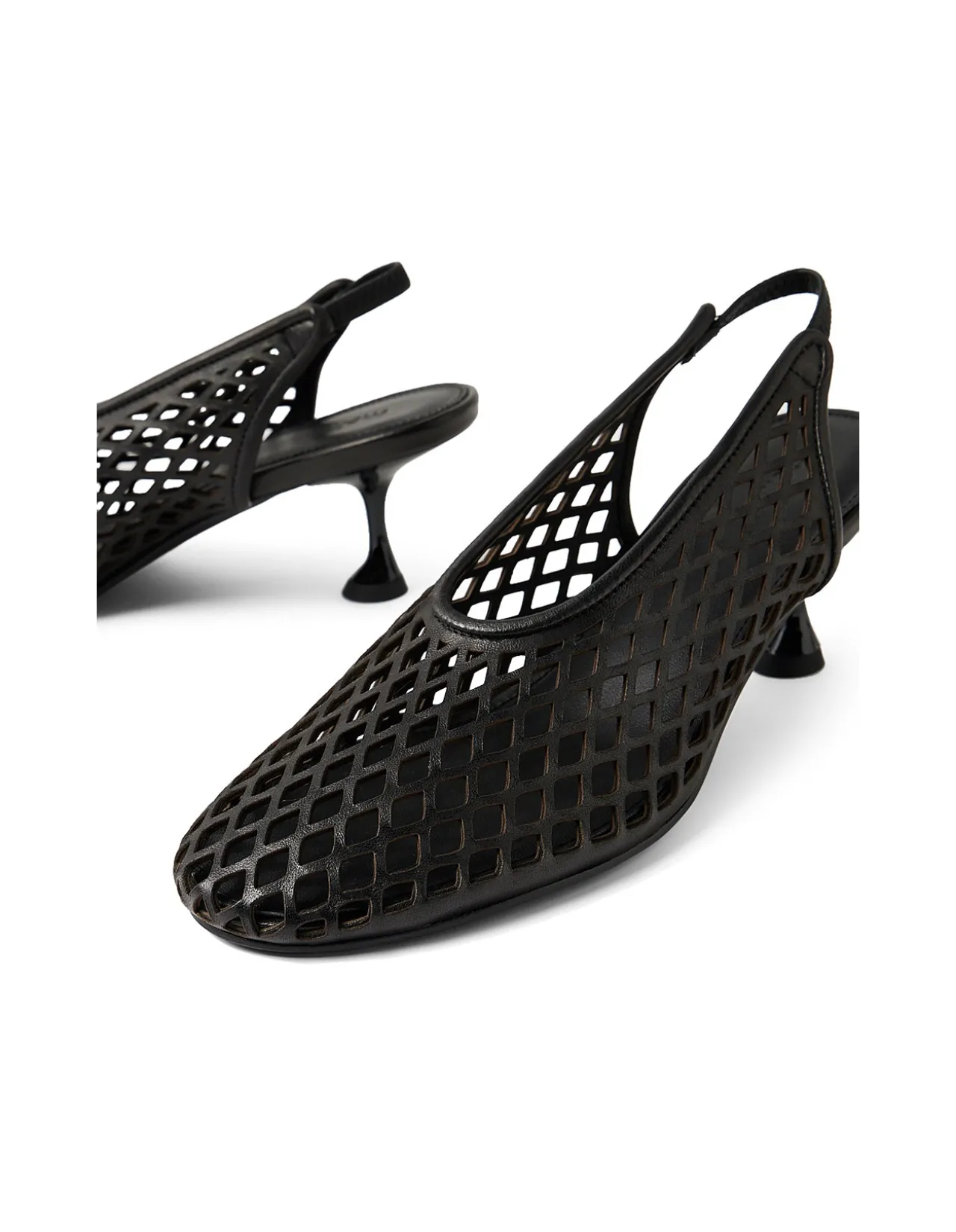 ATUNED Mesh Slingback Kitten Heel Pumps