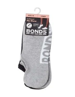 Aus Cotton Logo Cushioned No Show Socks 3 Pack