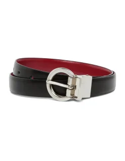 AUSTRALIAN MADE BLACK/CHERRY 25MM REVERSIBLE LEATHER BELT
