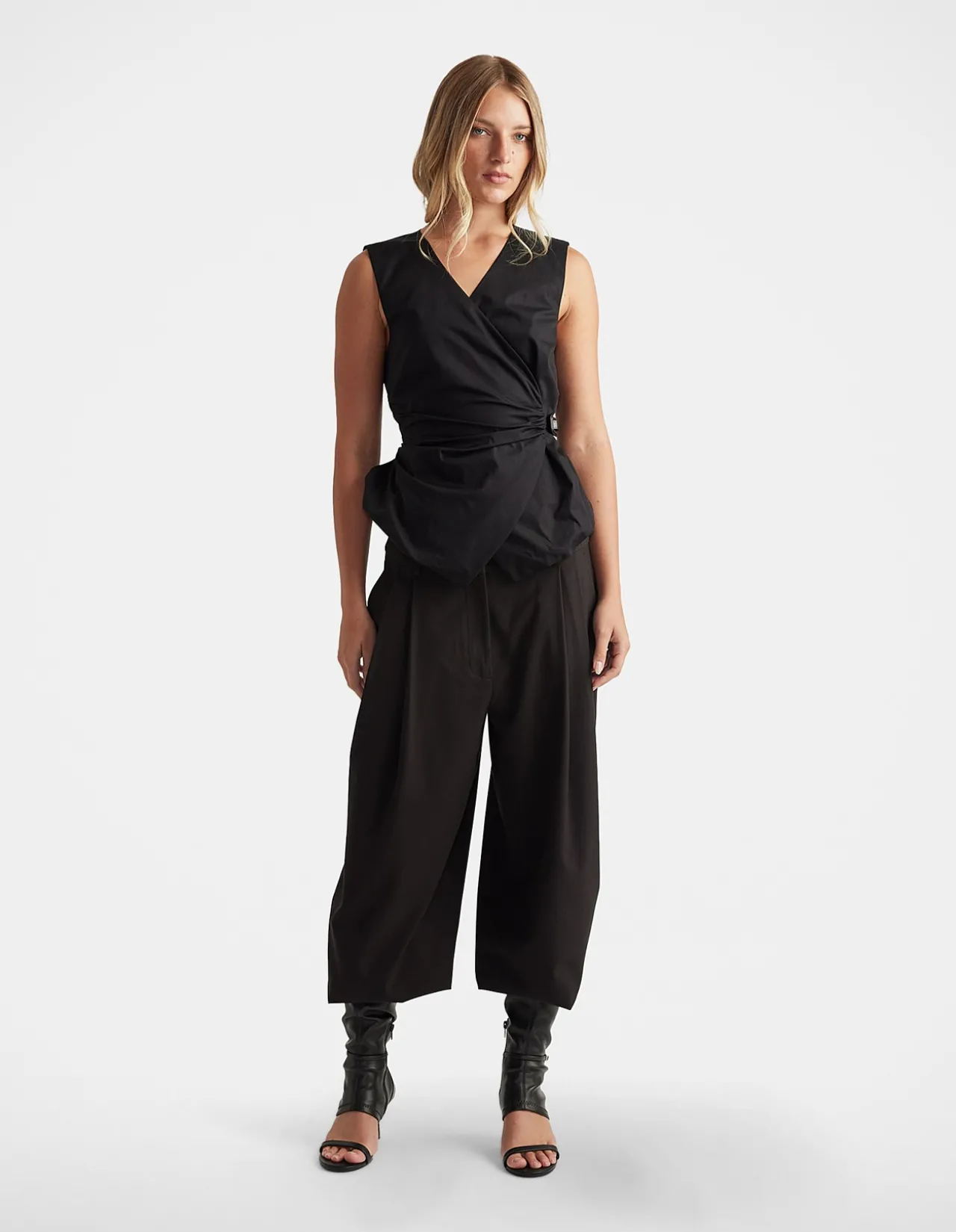 AVA BELTED WRAP TOP