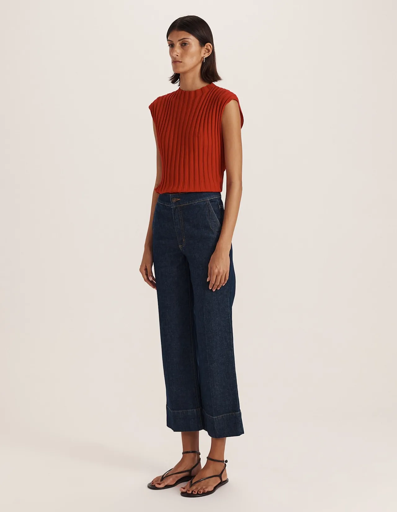 Ava Cropped High Rise Wide Leg Jean