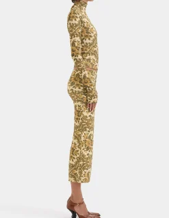 Aventine Ruched Midi Skirt with Side Split