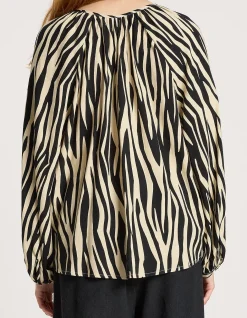 Bajau Relaxed Tie Neck Print Blouse