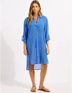 BEACH EDIT Crinkle Twill Beach Shirt