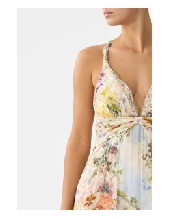 BEAD STRAP GATHERED PANEL DRESS