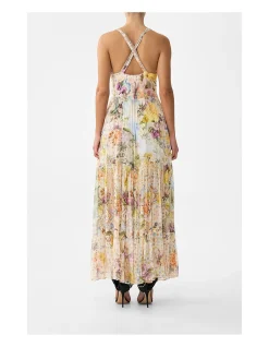 BEAD STRAP GATHERED PANEL DRESS