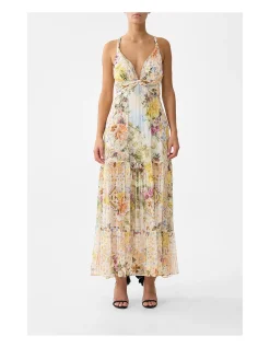 BEAD STRAP GATHERED PANEL DRESS