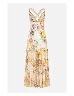 BEAD STRAP GATHERED PANEL DRESS
