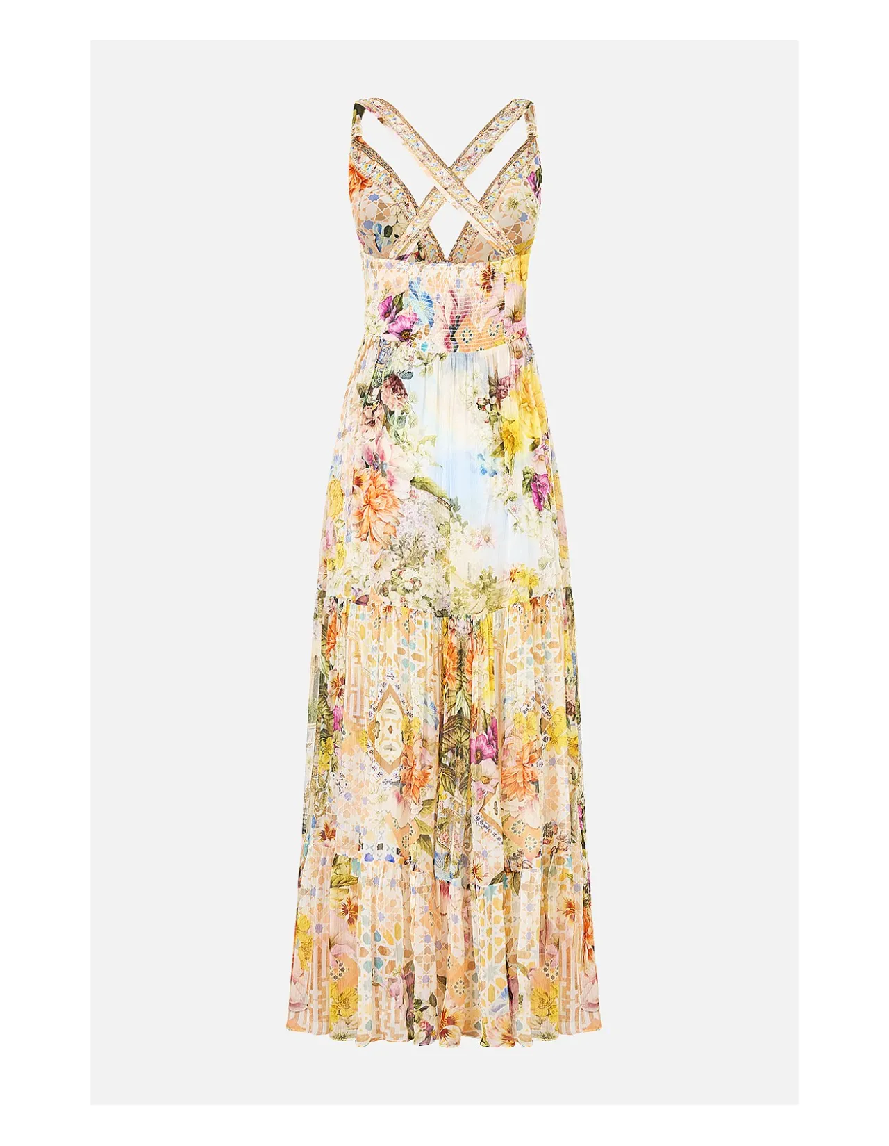 BEAD STRAP GATHERED PANEL DRESS