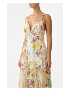 BEAD STRAP GATHERED PANEL DRESS