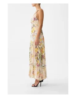 BEAD STRAP GATHERED PANEL DRESS