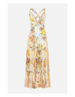 BEAD STRAP GATHERED PANEL DRESS