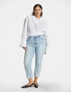 Becky High Rise Raw Hem Straight Leg Jeans