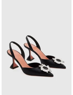 BELGUM SLING 70 CL HEEL CRYSTAL BUCKLE SATIN
