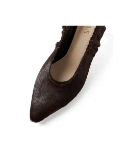 Bellen Pony Hair Pointed Slingback Heels