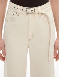 Belt Detail High Waist Wide Leg Jeans