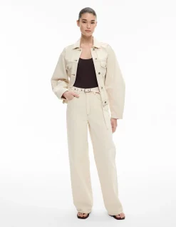 Belt Detail High Waist Wide Leg Jeans