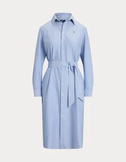 BELTED COTTON OXFORD SHIRTDRESS