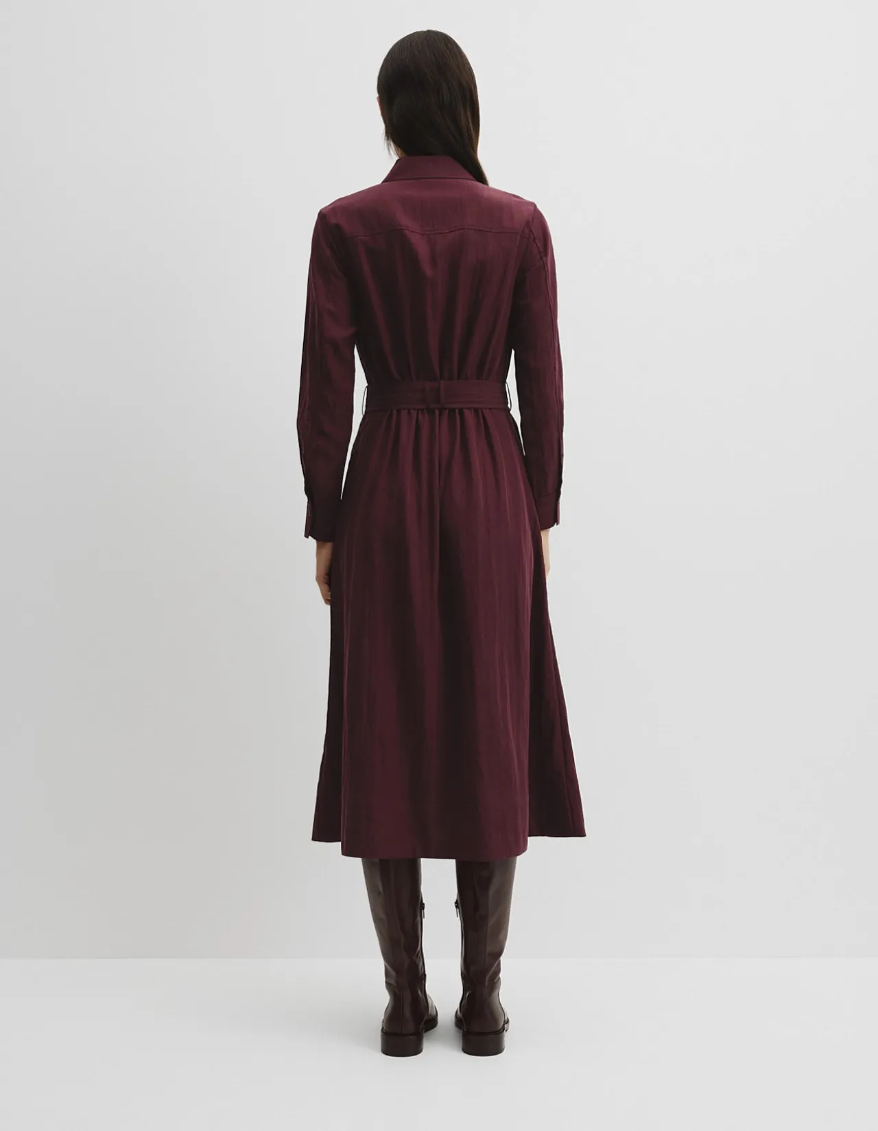 Belted Midi Shirt Dress