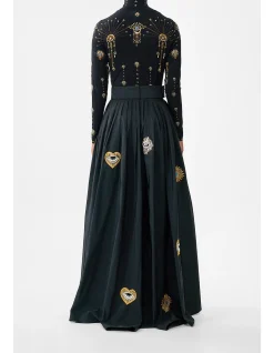 BELTED TAFFETA MAXI SKIRT