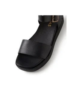 Benjo Black Leather Sandals