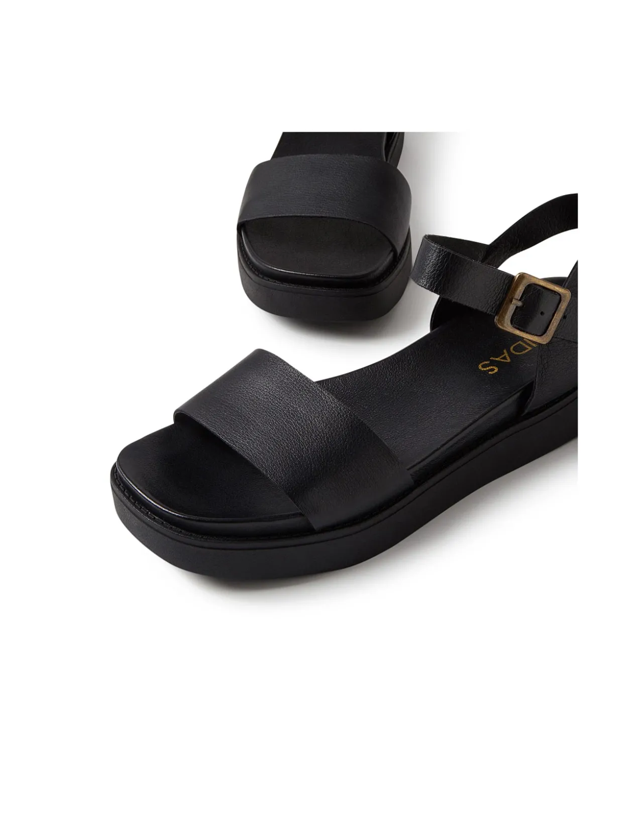 Benjo Black Leather Sandals