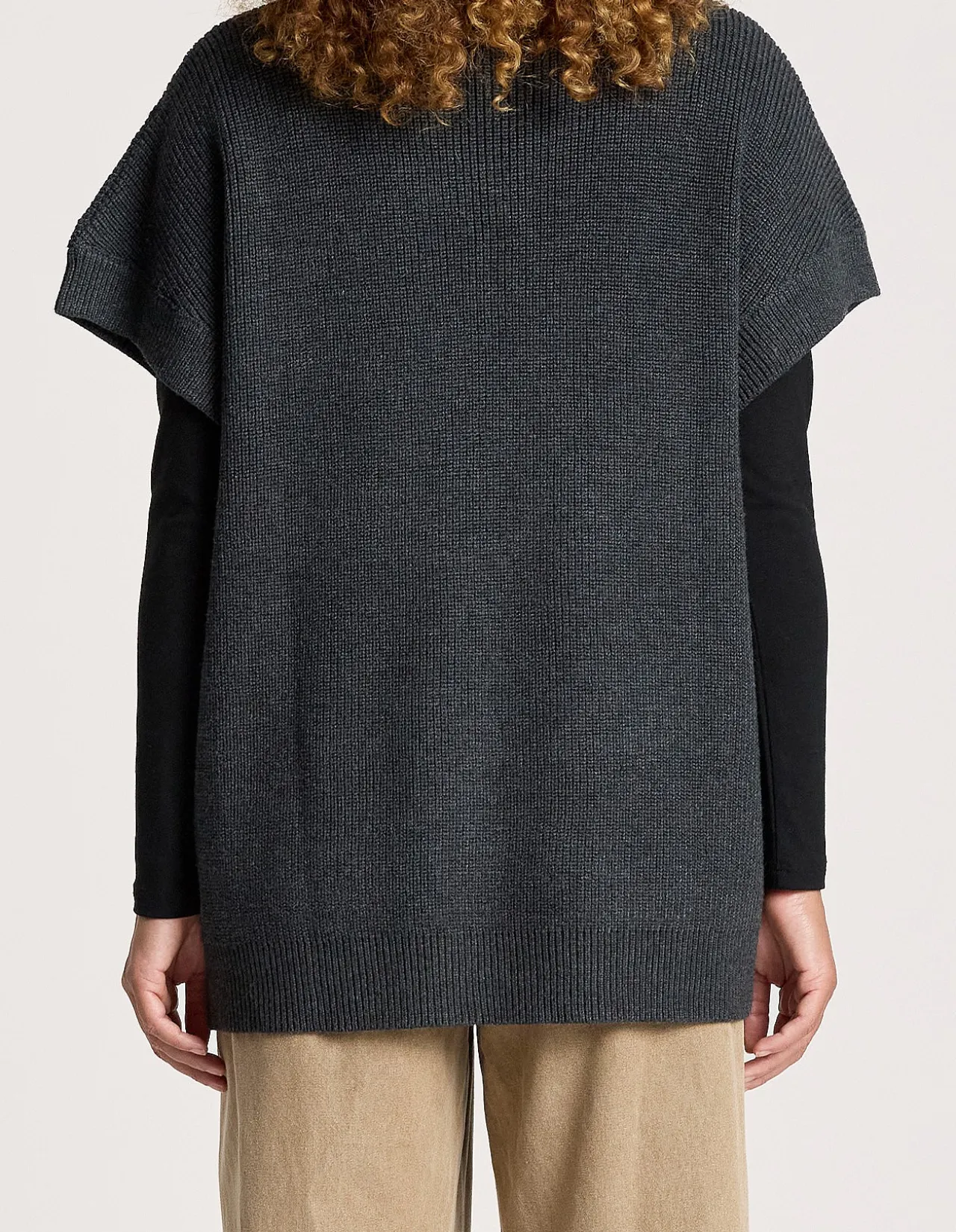 Berber Wool Blend Fishermans Rib Vest Cardigan
