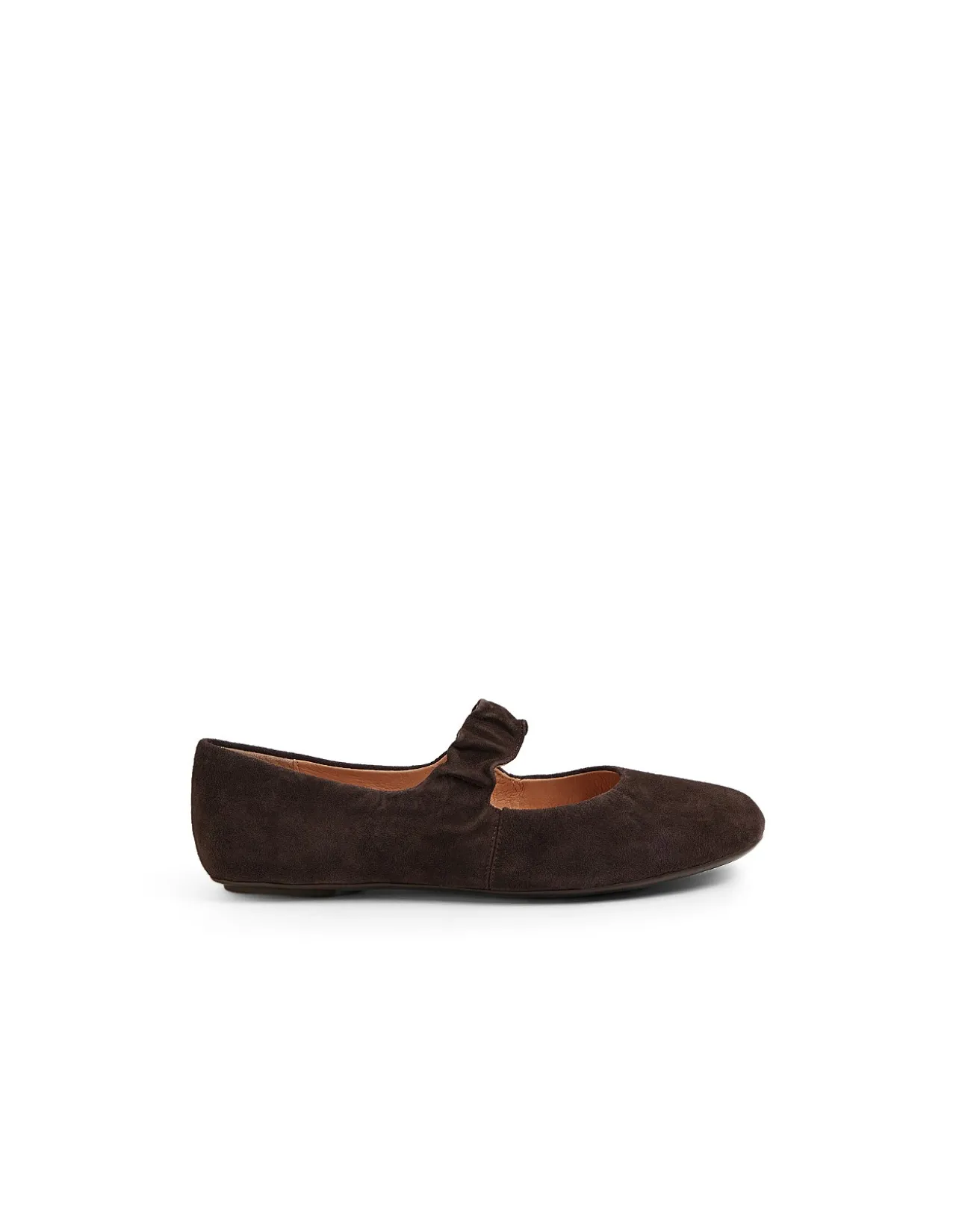 Beuller Ruched Strap Suede Ballet Flats