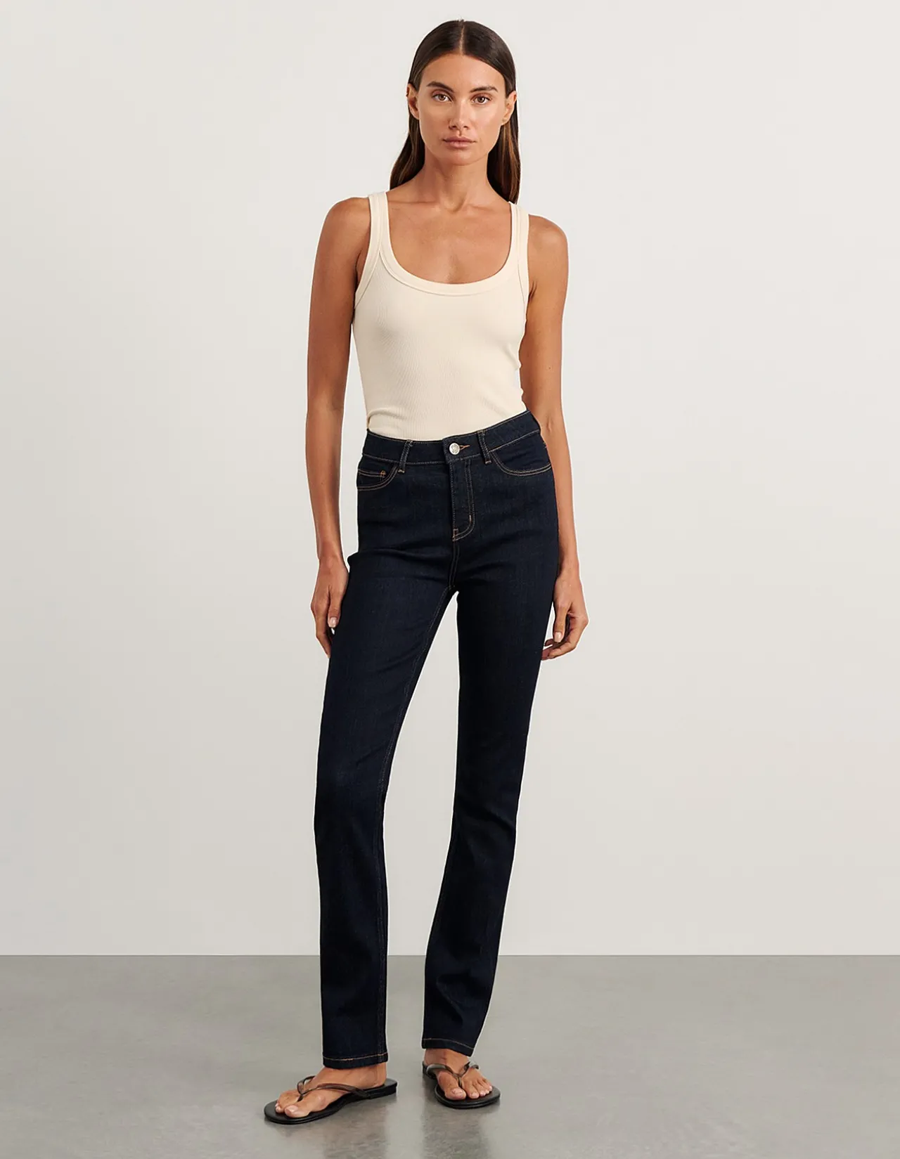 Bianca Slim Straight Mid Rise Jean