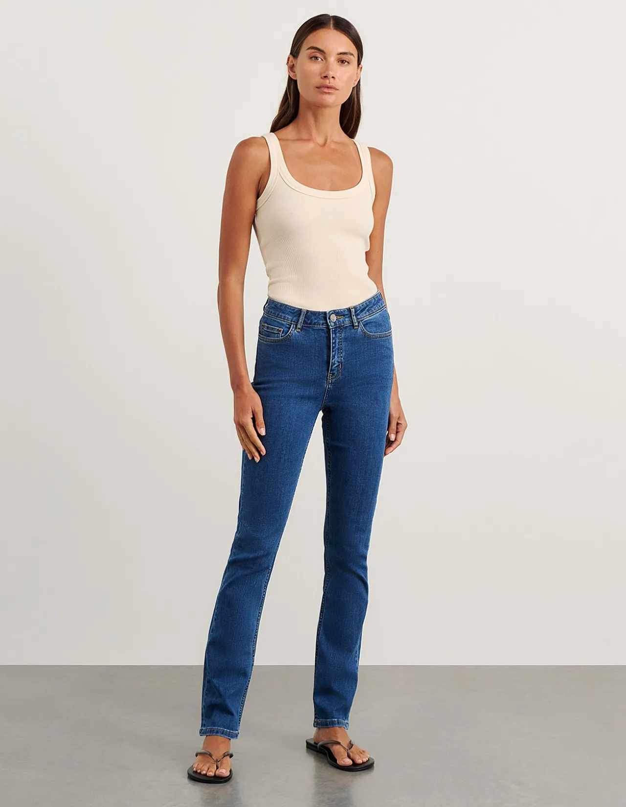 Bianca Slim Straight Mid Rise Jean