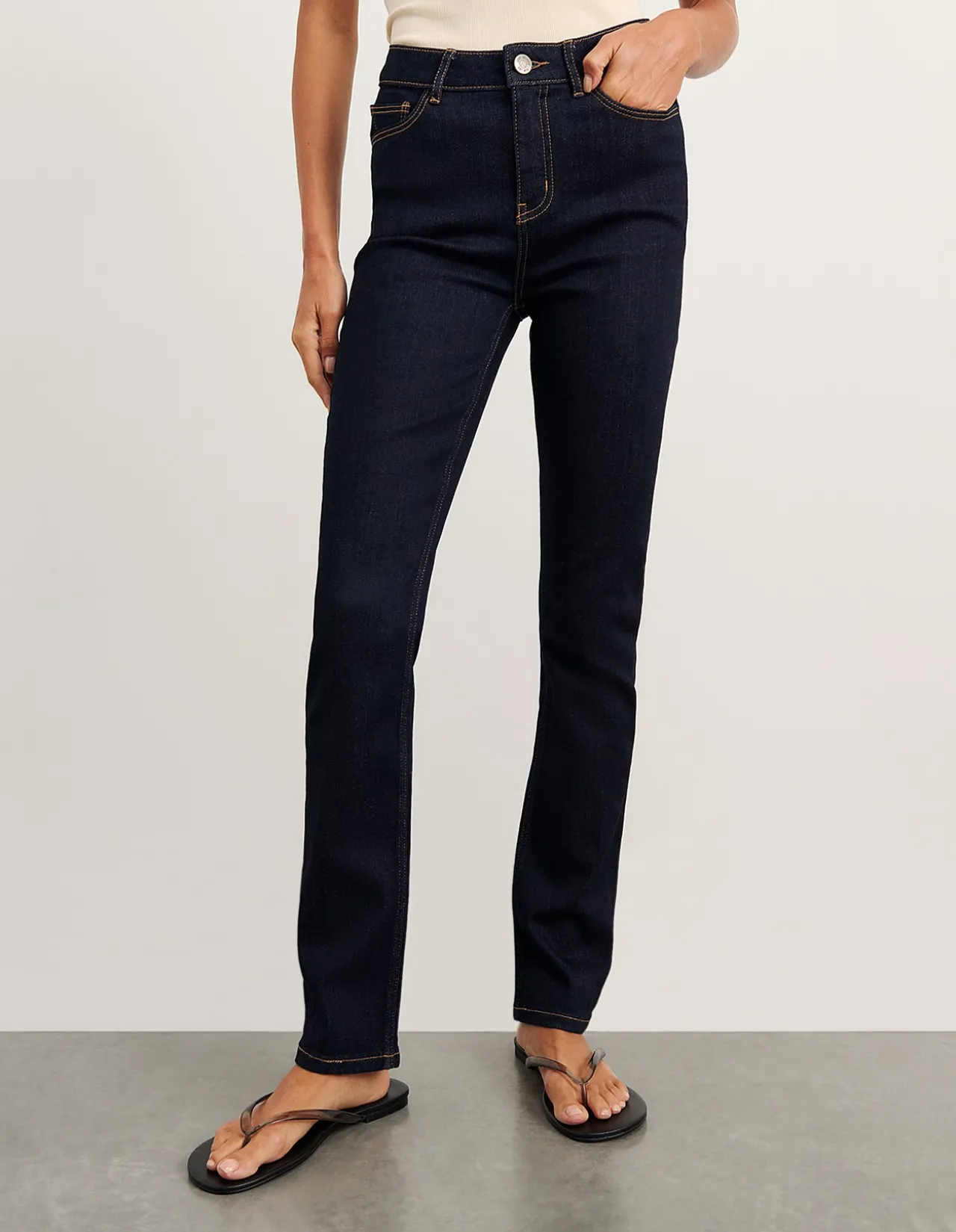 Bianca Slim Straight Mid Rise Jean