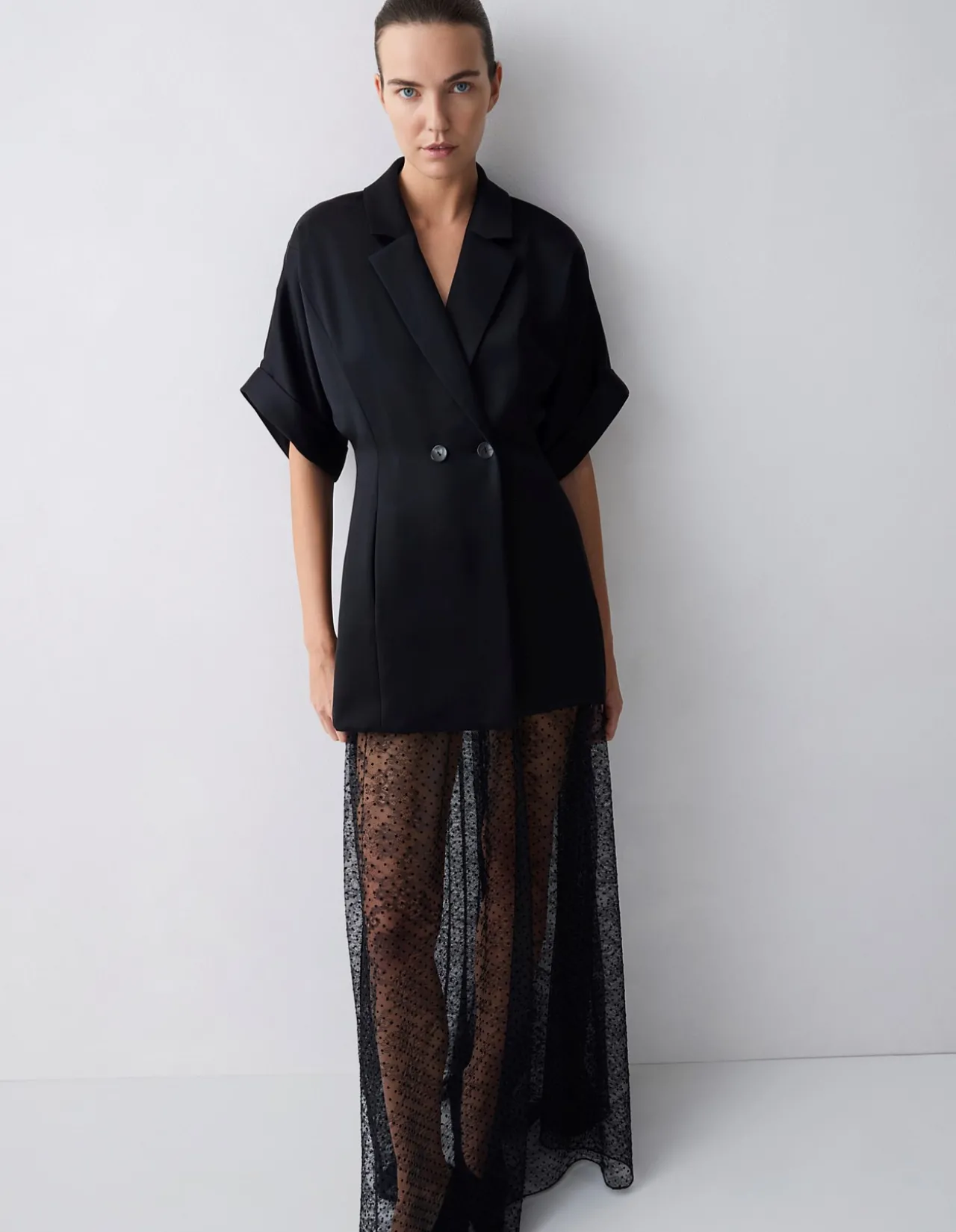 BLACK SATIN ARBUS SHIRT