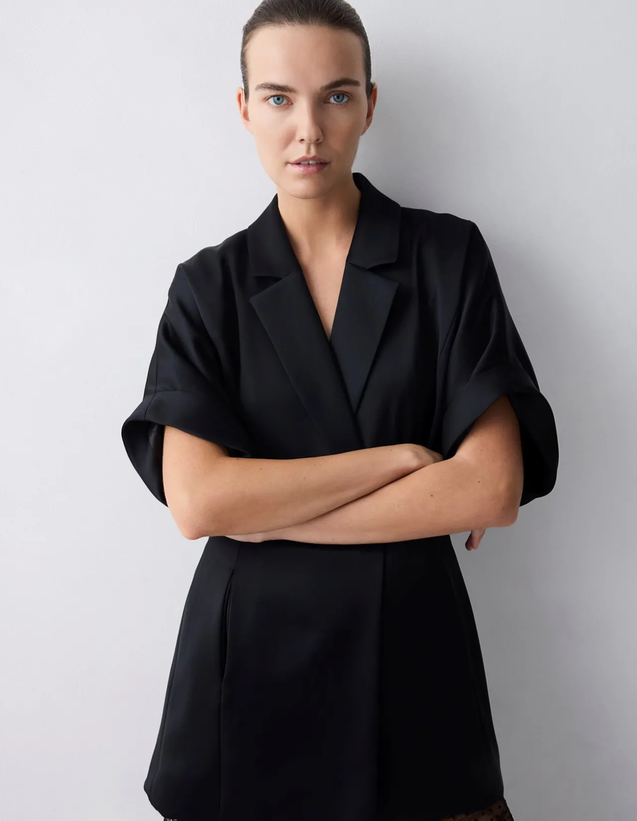 BLACK SATIN ARBUS SHIRT