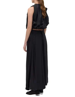 BLACK SILK SATIN SURRENDER SKIRT