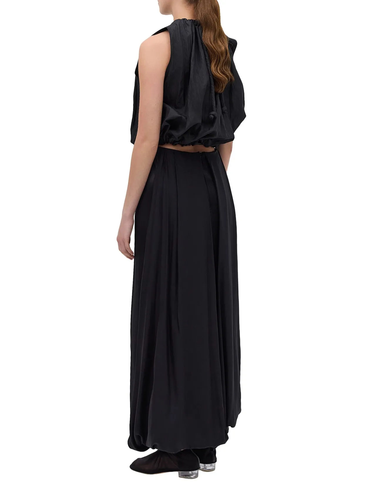 BLACK SILK SATIN SURRENDER SKIRT