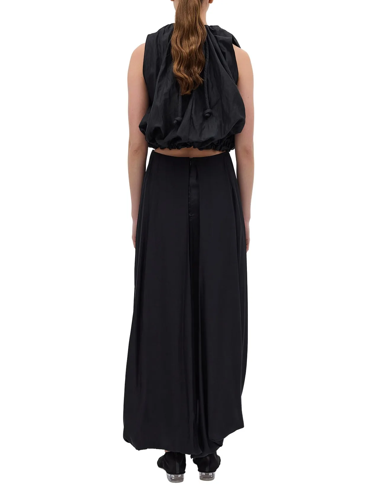 BLACK SILK SATIN SURRENDER SKIRT