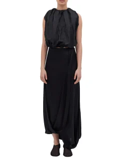 BLACK SILK SATIN SURRENDER SKIRT