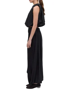 BLACK SILK SATIN SURRENDER SKIRT
