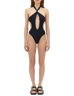 BLACK SPANDEX SURFACE ONE PIECE