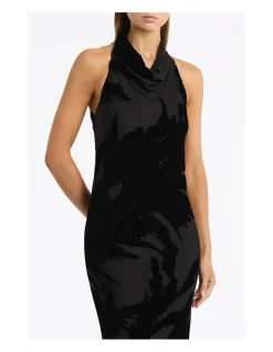 BLACK VELVET BURNOUT BIAS GOWN