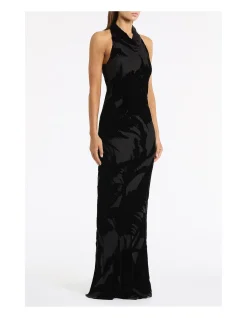 BLACK VELVET BURNOUT BIAS GOWN