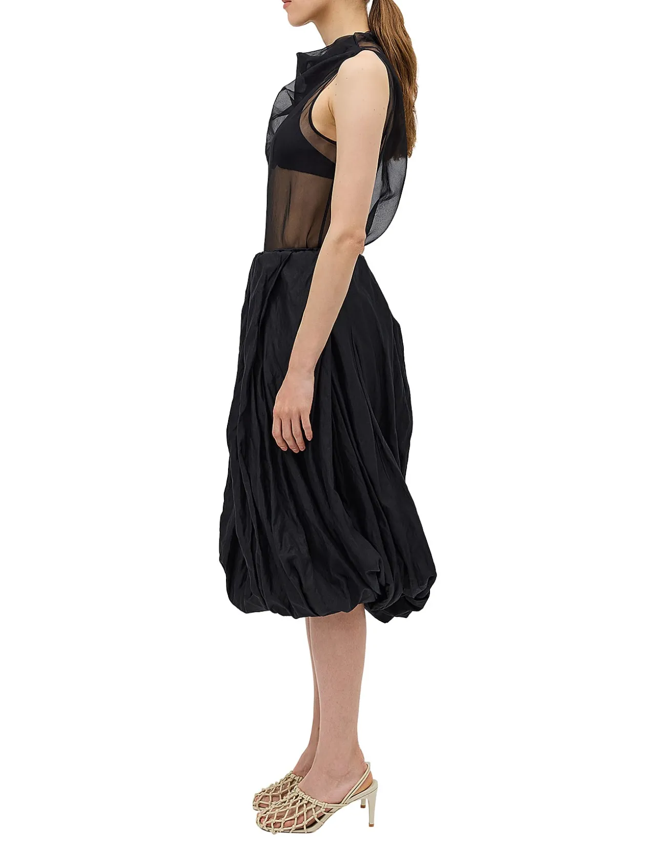 BLACK COTTON METAL DELIQUESCE SKIRT