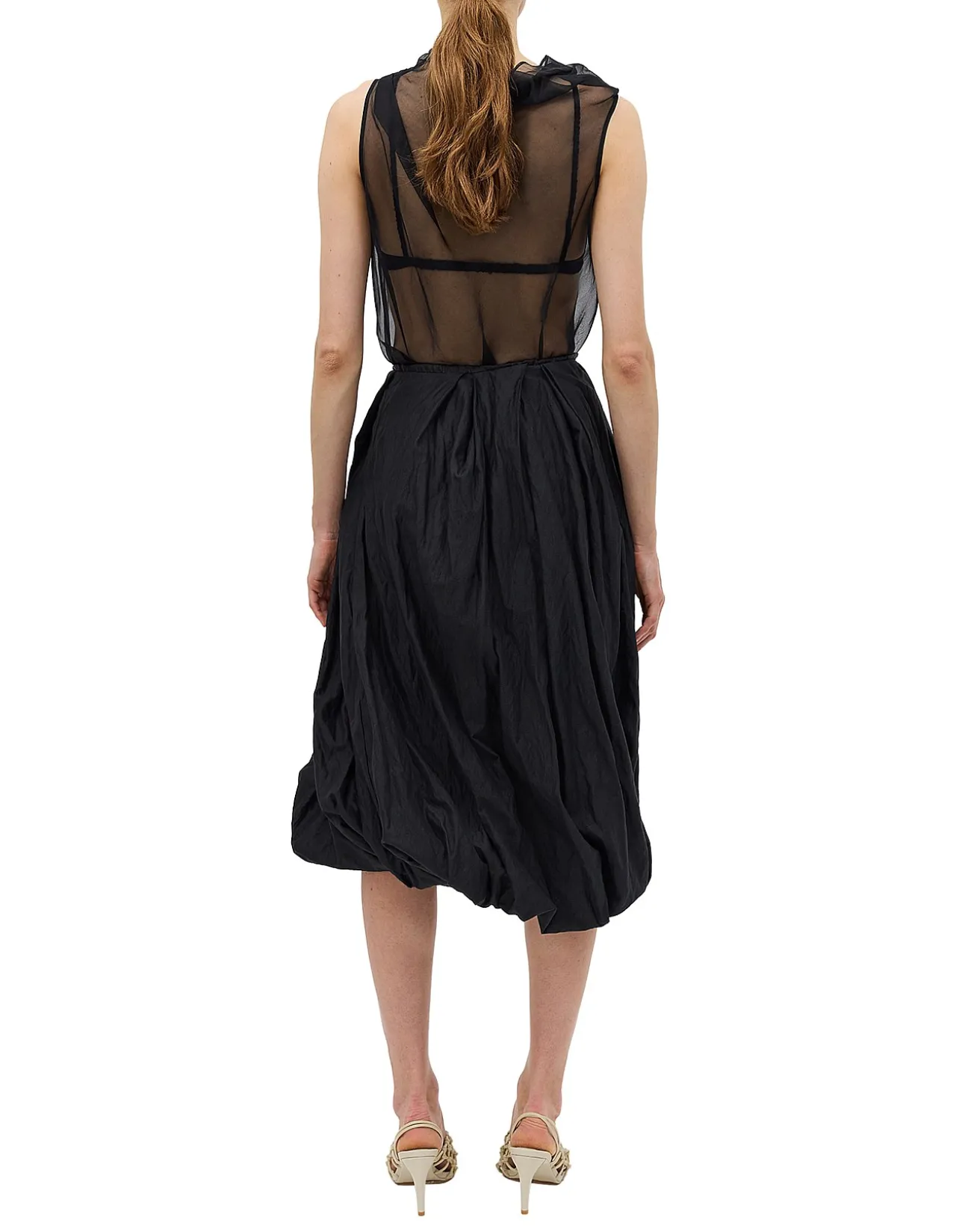 BLACK COTTON METAL DELIQUESCE SKIRT